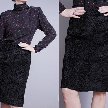 Vintage 1990's | MICHAEL KORS | Black | Textured | 100% Silk | Pencil | Skirt | S/M 
