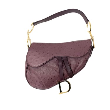 Dior Purple Ostrich Saddle Bag