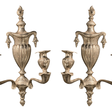 Pair of Neoclassical Silver Sconces, Circa 1920s
