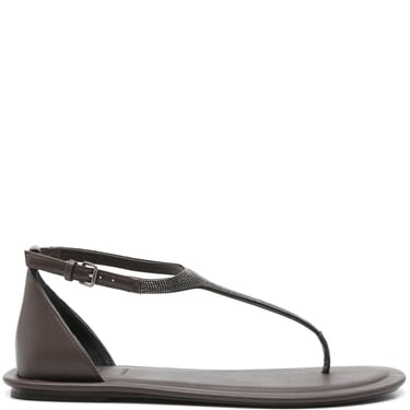 Brunello Cucinelli Women Leather Thong Sandals