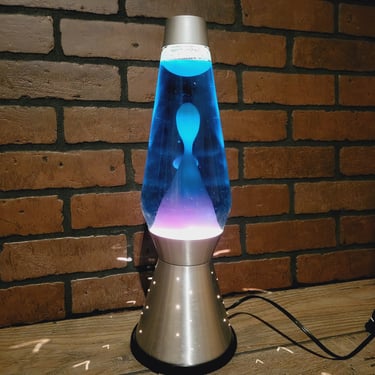Groovy Mod Starlight Silver Lava Lamp with Turquoise/Blue and Cream Lava 
