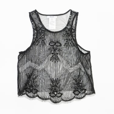 Vintage Sheer Mesh Beaded Top