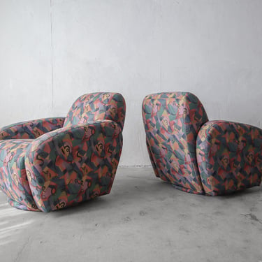 Pair of Post Modern Swivel Chairs by Kagan for Preview 
