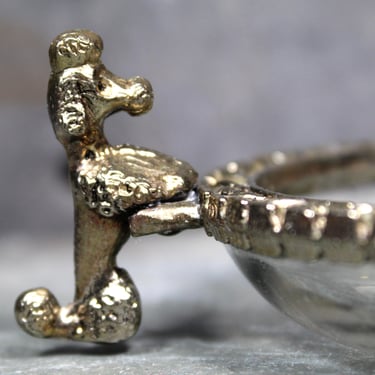 FOR POODLE LOVERS | Vintage Poodle Trinket Dish in Brass-Toned Metal and Glass | Classic 1950s/1960s Poodle 
