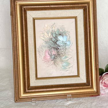 Abstract Oil Painting, Soft Colors, Floral, Signed, Framed, Vintage Original Art 