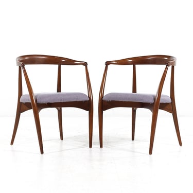 Lawrence Peabody Mid Century Walnut Dining Chair - Pair - mcm 