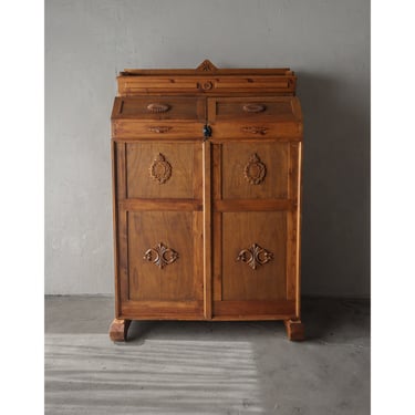 Massive European Antique Wooten Style Case Desk Cabinet 