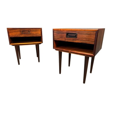 Pair of Vintage Danish Mid Century Modern Rosewood Nightstands 