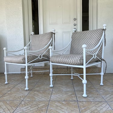 Mario Papperzini for Salterini - Style Outdoor Aluminum Accent Chairs - a Pair 