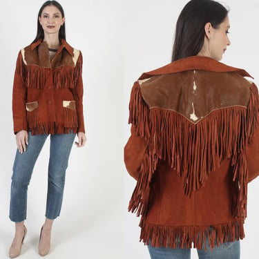 Jo-Kay Suede Fringe Jacket, Western Cowboy Coat, 50s Pony Fur, Corral Sportswear Rancher Overcoat 