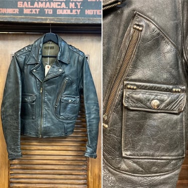 Vintage 1940’s “Harley Davidson” Cycle Champ D-Pocket Motorcycle Leather Jacket, 40’s Motorcycle Jacket, 40’s Harley, Vintage Leather Jacket 