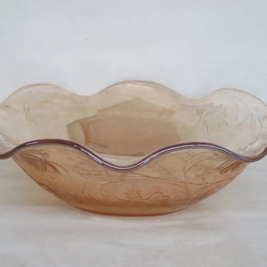 Jeannette Glass Floragold Louisa Ruffled Candy Fruit Serving Bowl 3345B