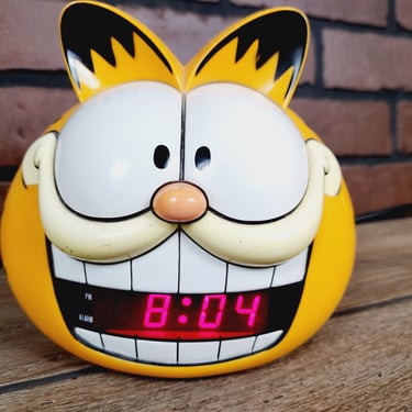 Vintage Sunbeam Digital Garfield Head Alarm Clock Model 887-99 