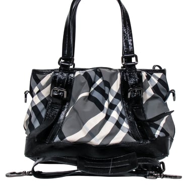 Burberry - Grey, Black, &amp; Cream Plaid Shoulder Bag