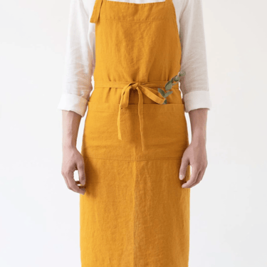 Chef Apron on Natural Linen | Mustard