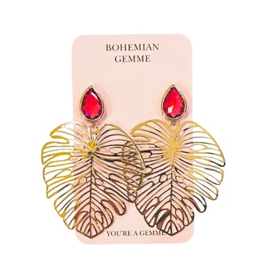 Sample Sale Magenta Monstera Earrings