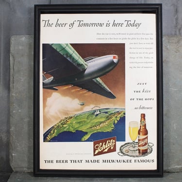 1945 Vintage Schlitz Advertisement | UNFRAMED Vintage Advertising Page | 1945 Vintage Beer Ad | WWII Schlitz Ad 