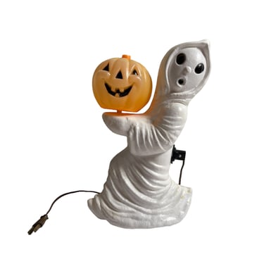 Vintage Running Ghost with Jack O Lantern Halloween Blow Mold by General Foam 