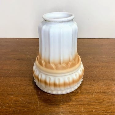 Vintage Art Deco Satin Cased Glass Caramel and White Lamp Shade Lighting Fixture 