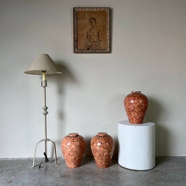 1980s Maitland Smith - Style Tessellated Stone Vase 