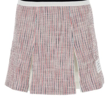 Thom Browne Woman Embroidered Stretch Tweed Mini Skirt