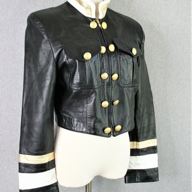 1980's - Cropped Leather Jacket - Buttery Soft - Laura Rosenthal - Marked size M 