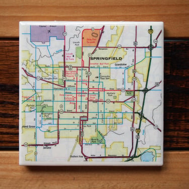 1975 Springfield Illinois Map Coaster. Springfield Map. Vintage Illinois Coasters. Midwest Gift. City Coasters. Housewarming Gift Illinois. 