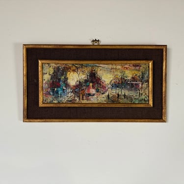 French Maurille Prevost Expressionist - Style Parisian Street Scene Oil Painting, Framed 