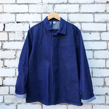 Vintage 1970s Denim Chore Work Jackets - Dark Blue - Various Sizes 