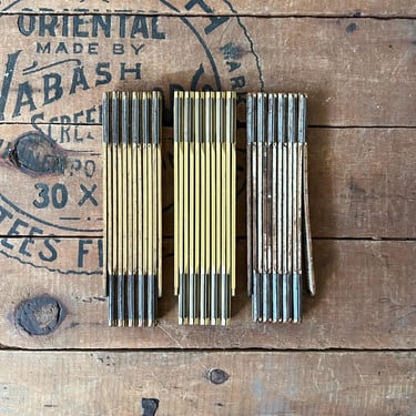 Vintage Lot of 3 Wood Folding Rulers 