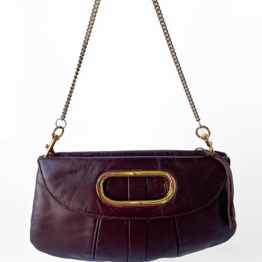 Y2K Brown Leather Pleated Bag