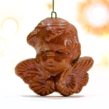 VINTAGE: Glazed Terracotta Angel Cherub Ornament - Wall Hanging - Christian - Catholic - SKU 15-A2-00016476 