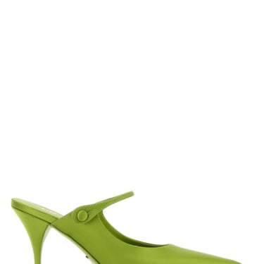 Prada Woman Pistachio Green Satin Mules