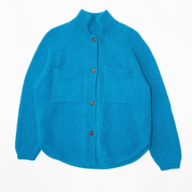 Mohair & Baby Alpaca Polo Jacket in Ceruleo