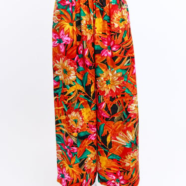 Floral Print Silk Pants