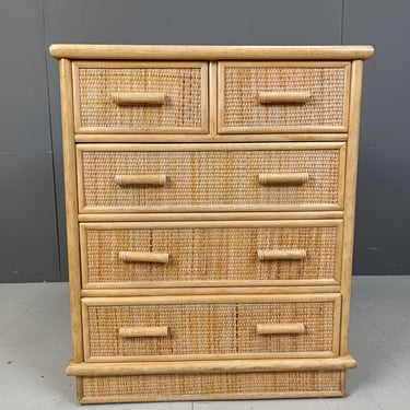 Vintage rattan chest of drawers, 1970s - mid century rattan sideboard - vintage rattan cabinet - rattan drawer cabinet 