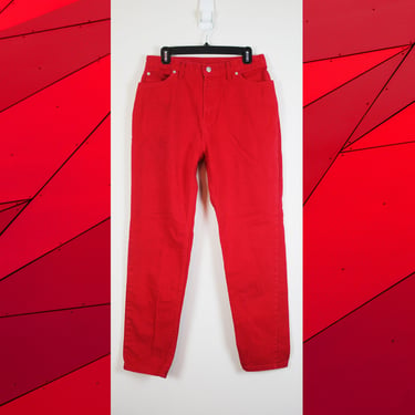 Vintage 1990s Red High Waist Jeans, Size 31 Waist 