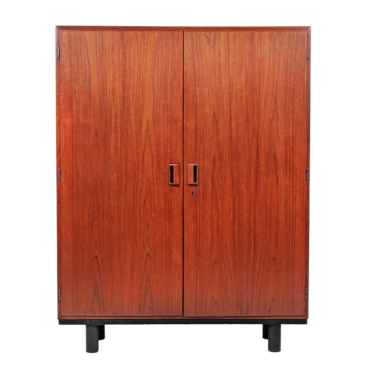 Danish Teak 13&#8243; Shallow Multi-Functional Storage Cabinet w. Adjustable Shelving