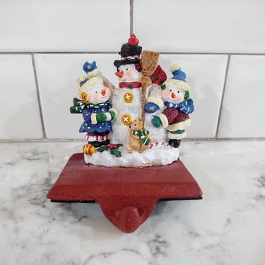 Vintage Trim A Home Snowmen Cast Iron Christmas Stocking Holder Made for Kmart with Original Box Christmas Décor 