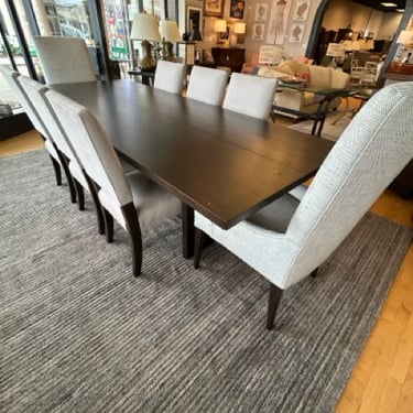 Monarch Shiitake Dining Table from Crate & Barrel with Eight  Dining Chairs from Arhaus
