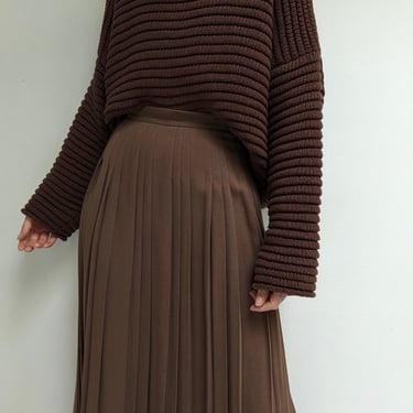 Vintage Cocoa Pleated Wool Skirt