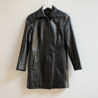 Soot Leather Midi Jacket