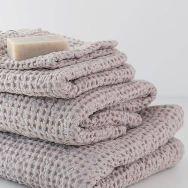 Linen + Cotton Honeycomb Waffle Towels | Powder
