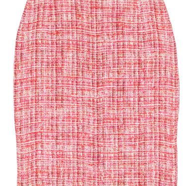 Dolce &amp; Gabbana - Red, Pink, &amp; Cream Tweed Pencil Skirt Sz 8