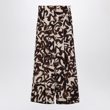 Dries Van Noten Brown Print Wide Trousers Women