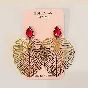 Sample Sale Magenta Monstera Earrings