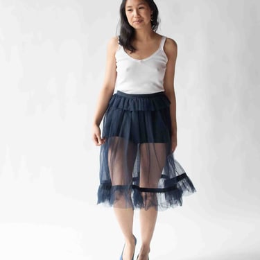 Navy Tulle Skirt | Yves Saint Laurent Rive Gauche 