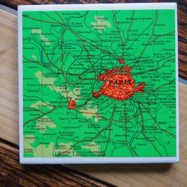 1937 Paris France Map Coaster. France Gift. Paris Map. French Décor. Europe History Gift. Vintage Map. European Décor. Parisian Gift Travel. 