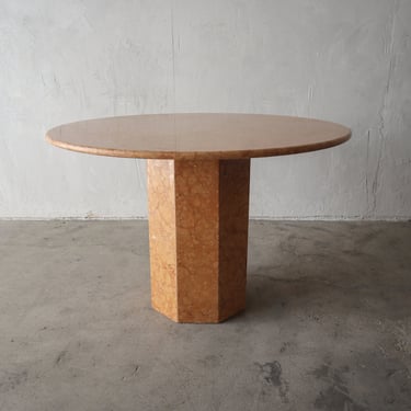 Round Post Modern Italian Marble Pedestal Dining Table 