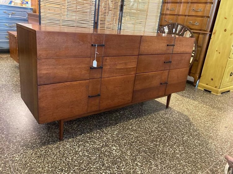 Mid century cherry wood dresser. 60” x 18” x 30”